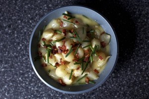 creamed onions with bacon and chives