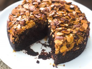 Chocolate Almond Upside-down cake 1